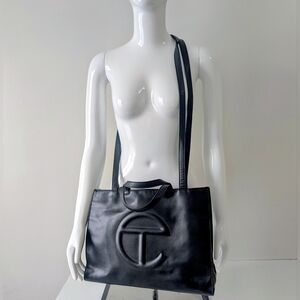 Telfar Black Vegan Leather Medium Shopping Bag/Crossbody Bag